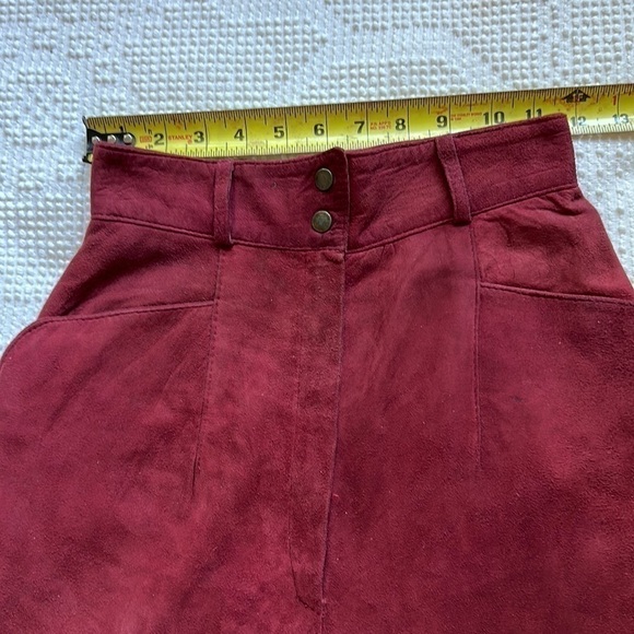 Vintage Red Suede Leather Pants XS - Picture 7 of 9
